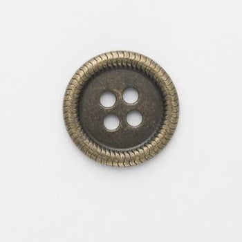 B7607 8mm Antique Brass Metal 4 Hole Button
