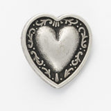 B18110 18mm Anti-Silver Heart Shaped Metal Shank Button