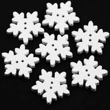 B13631 18mm White Wooden Snowflake Design Novelty 2 Hole Button