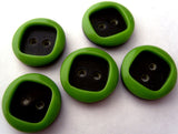 B0085 16mm Pale Emerald and Black 2 Hole Button - Ribbonmoon