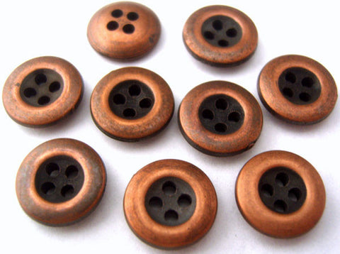 B0097 12mm Copper and Black Metal Alloy 4 Hole Button