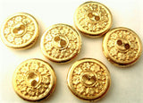 B0101 14mm Pale Gold Gilded Poly Textured Flowery Design 2 Hole Button