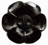 B0110 38mm Black Daisy Flower Shaped Gloss Nylon 2 Hole Button