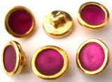 B0199 11mm Fuchsia Pink and Gold Metallic, Shell Effect Shank Button - Ribbonmoon