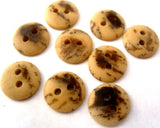 B0234 11mm Sand Beige and Dark Brown 2 Hole Button - Ribbonmoon