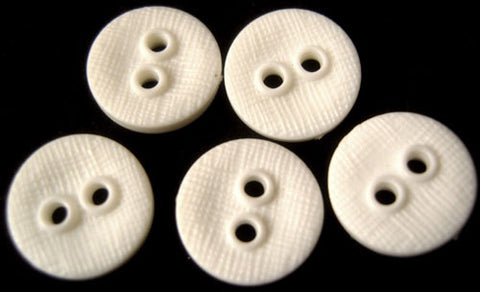 B0430 11mm White Lightly Textured Linen Effect 2 Hole Button - Ribbonmoon