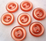 B0453 11mm Pale Coral Pink Polyester 2 Hole Button - Ribbonmoon