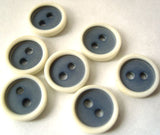 B0484 11mm Deep Dusky Blue and White Matt 2 Hole Button - Ribbonmoon