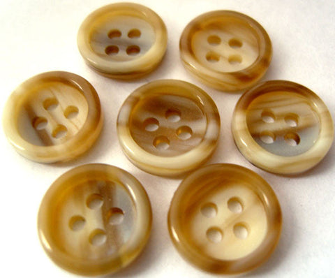 B18219 14mm Naturals-Browns Aaran 4 Hole Button,Gloss Rim, Matt Centre