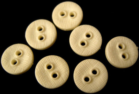 B0519 11mm Ivory Cream Lightly Textured Linen Effect 2 Hole Button - Ribbonmoon