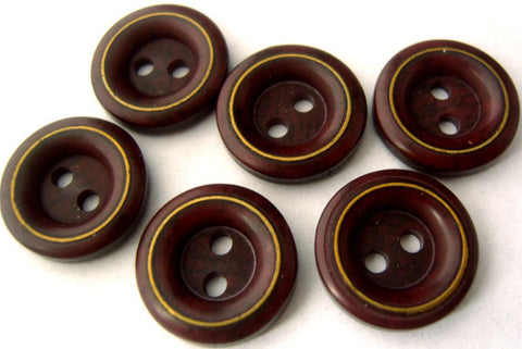 B0553 15mm Deep Plum 2 Hole Button with a Thin Metallic Ring - Ribbonmoon