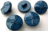 B0766 17mm Tufts Blue Glossy Leather Effect Design Shank Button - Ribbonmoon