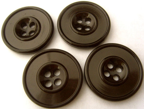 B0810 22mm Dark Brown High Gloss 4 Hole Button - Ribbonmoon