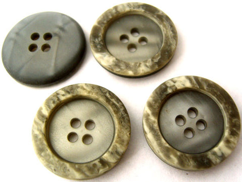 B0831 22mm Pale and Silver Greys Shell and Stone Effect 4 Hole Button - Ribbonmoon