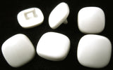 B0840 14mm White Glossy Square Shaped Shank Button - Ribbonmoon