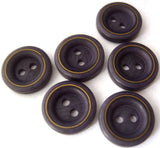 B0844 15mm Deep Black Currant and Brass 2 Hole Button
