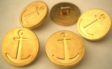 B0900 20mm Pale Gold Gildled Poly Shank Button with an Anchor Design - Ribbonmoon