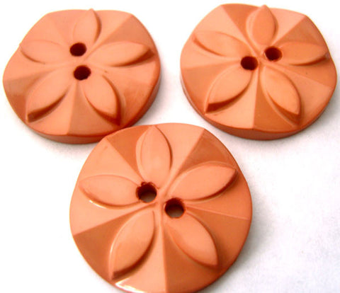 B0926 23mm Dusky Apricot Glossy Flower Design 2 Hole Button - Ribbonmoon