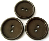 B0933 23mm Cuban Brown Nylon 2 Hole Button. Matt Centre-Gloss Rim
