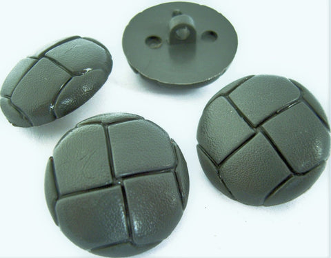 B10158 20mm Grey Leather Effect Nylon Domed Football Shank Button