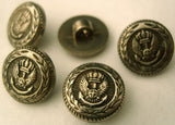 B8290 14mm Anti Silver Coat of Arms Design Gilded Poly Shank Button