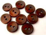 B1073 10mm Hot Chocolate Brown Polyester Shirt Type 2 Hole Button - Ribbonmoon