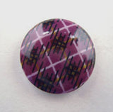 B11484 18mm Purple Tartan Design Glossy Shank Button - Ribbonmoon