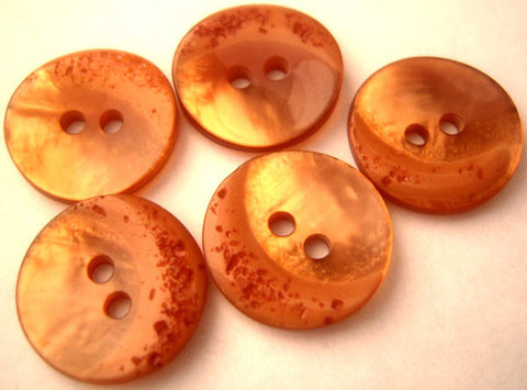 B1149 18mm Orange Browns 2 Hole Button Shell Effect - Ribbonmoon