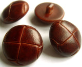 B11726 23mm Chestnut Brown Leather Effect "Football" Shank Button - Ribbonmoon