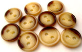 B1224 12mm ream and Brown Glossy 2 Hole Button - Ribbonmoon