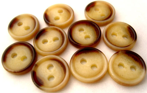 B1224 12mm ream and Brown Glossy 2 Hole Button - Ribbonmoon