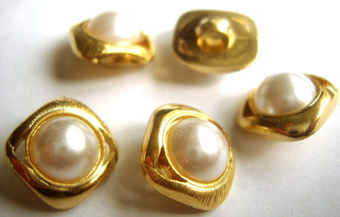 B12693 13mm Pearl and Gilded Gold Poly Shank Button - Ribbonmoon