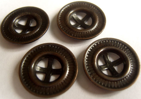 B12723 17mm Burnt Copper Metal 4 Hole Button - Ribbonmoon