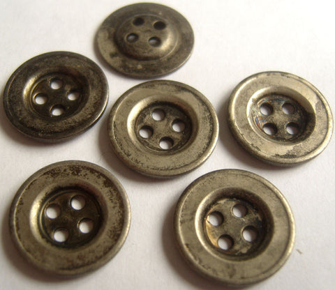B12728 15mm Distressed Gun Metal 4 Hole Button - Ribbonmoon