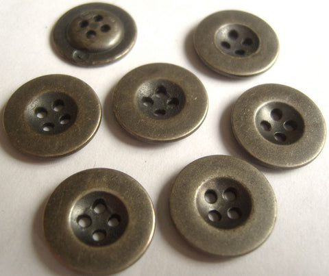 B12741 15mm Gun Metal Gilded Poly 4 Hole Button - Ribbonmoon