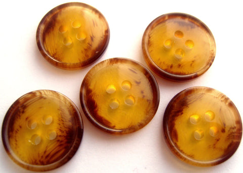 B12749 18mm Amber and Brown High Gloss 4 Hole Button
