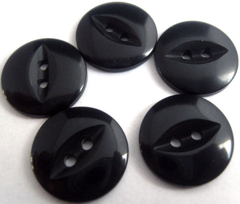 B12753 16mm Black 2 Hole Polyester Fish Eye Button - Ribbonmoon