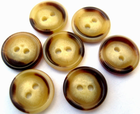 B12838 15mm Creams and Brown Aaran Glossy 2 Hole Button