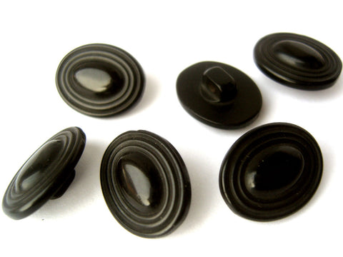 B13000 17mm Black Glossy Acrylic Oval Shank Button
