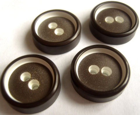 B13003 19mm Dark Brown and White Chunky 2 Hole Button - Ribbonmoon