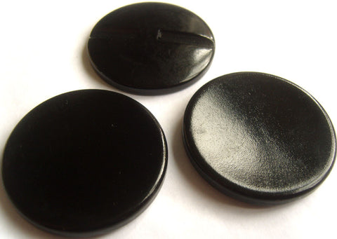 B13004 49mm Black Glossy Vintage Button with a Hole Built into the Back - Ribbonmoon