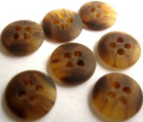 B13019 12mm Brown Tortoiseshell Bone Sheen 4 Hole Button - Ribbonmoon