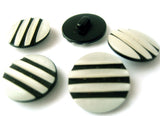 B13021 17mm Pearlised White and Black Shank Button with Deep Grooves