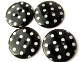 B13103 23mm Black and White Polka Dot Glossy 2 Hole Button