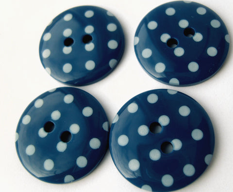 B13105 23mm Dark Blue and White Polka Dot Glossy 2 Hole Button