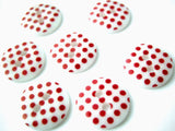 B13128 12mm White and Red Polka Dot Glossy 2 Hole Button