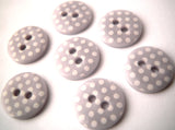 B13150 12mm Pale Lilac and White Polka Dot Glossy 2 Hole Button