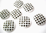 B13154 12mm White and Black Polka Dot Glossy 2 Hole Button