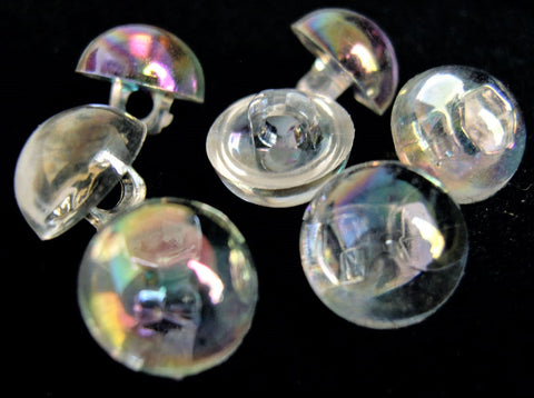 B15283 8mm Clear and Iridescent Half Ball Shank Button