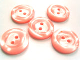 B13708 18mm Pink Polyester 2 Hole Button, Vivid Shimmer and Raised Rim